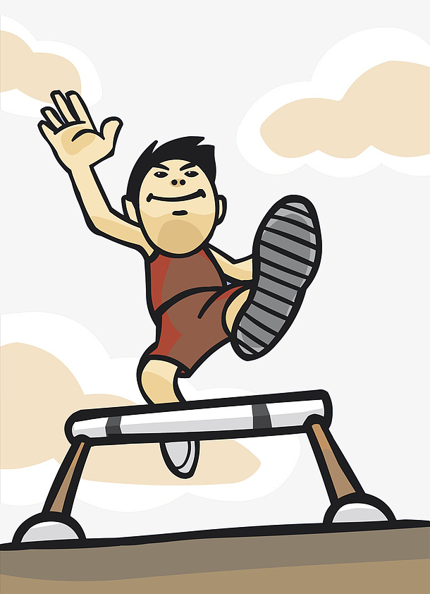 手绘卡通人物跨栏运动