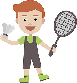 打羽毛球的可爱男孩