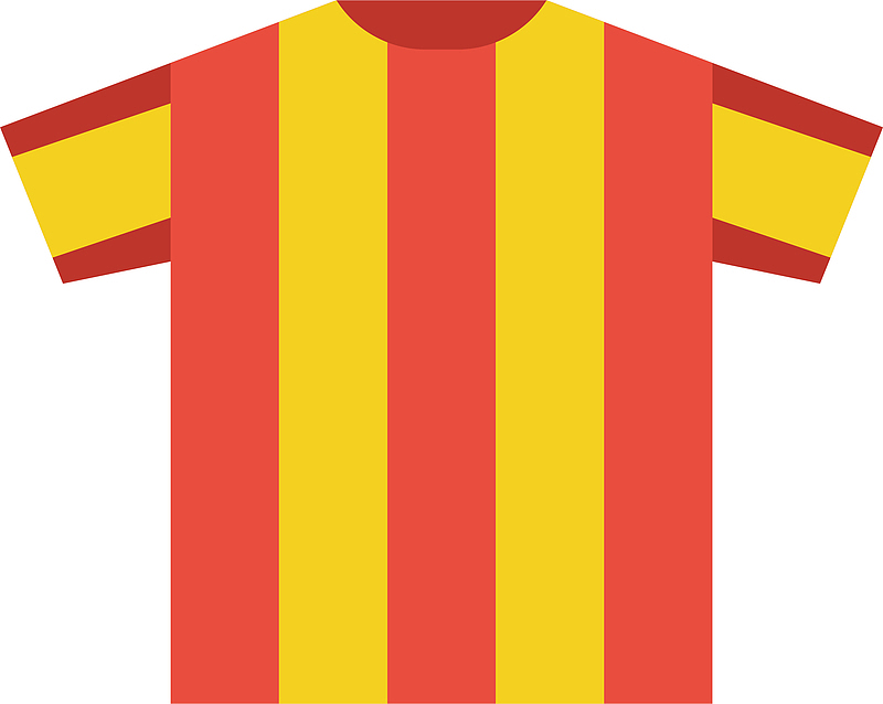 手绘足球运动红黄条球衣正面图标