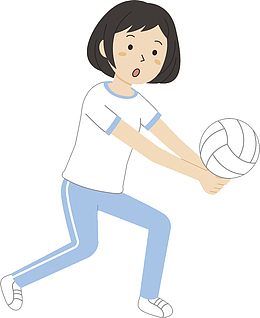 卡通打排球的女孩免抠图