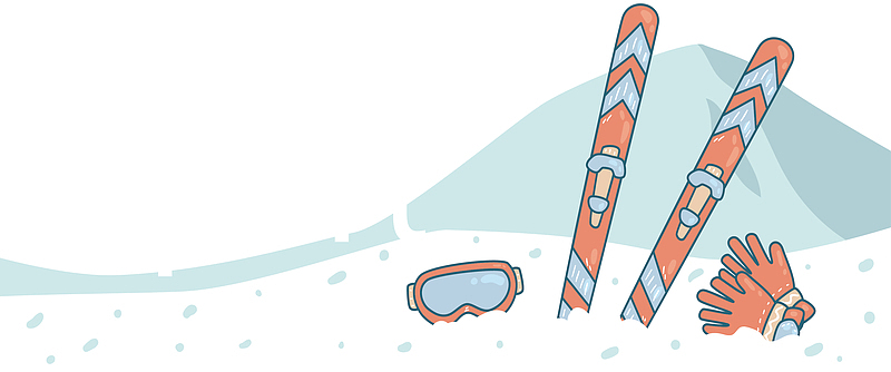 卡通雪地上滑雪横幅