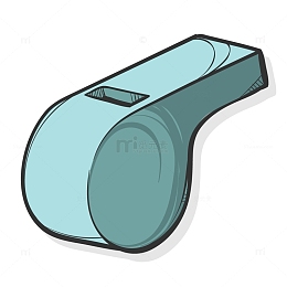 手绘绿色口哨矢量素材