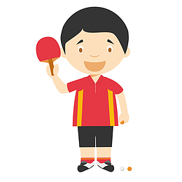 彩色手绘乒乓球运动元素