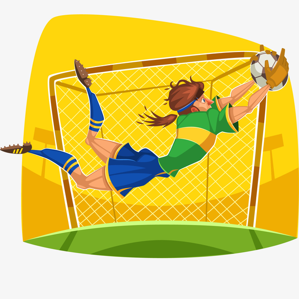 卡通足球守门员插画矢量