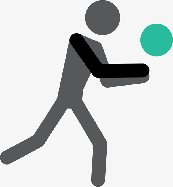 灰色扁平打排球火柴人