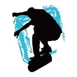 滑板花样运动剪影