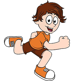 跨步奔跑的男孩