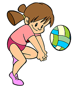 卡通打排球的女孩