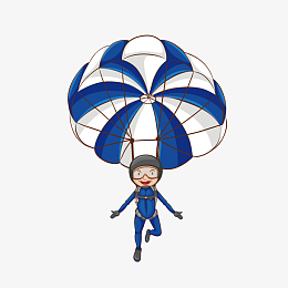 手绘卡通跳伞人物