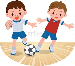 奔跑抢球的男孩