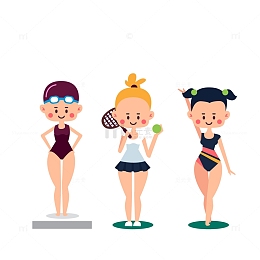 卡通女运动员设计矢量图