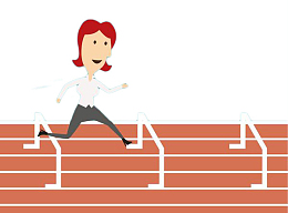 手绘卡通跨栏跑道