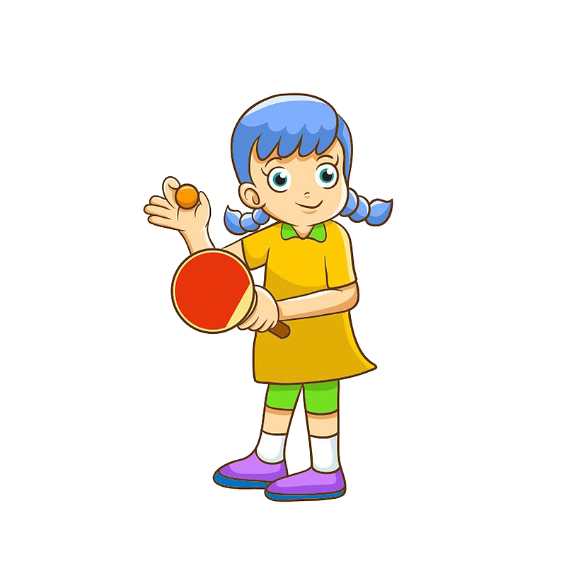 卡通打乒乓球女孩素材