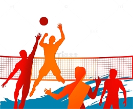 排球运动人物剪影插画