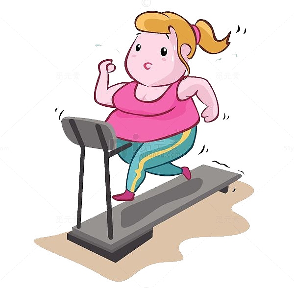在跑步机上减肥的女孩