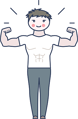 微笑卡通强壮男人