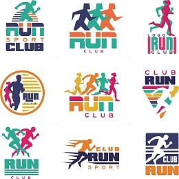 彩色时尚跑步运动图标矢量图