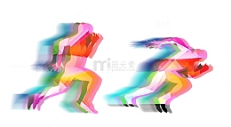 抖音风格炫彩彩色赛跑马拉松人物