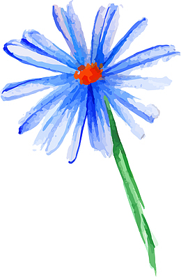 卡通蓝色雏菊花朵