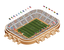 卡通足球比赛运动场