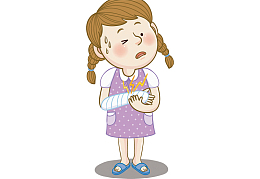 胳膊受伤的卡通女孩