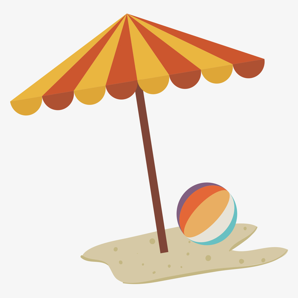 卡通可爱夏天沙滩遮阳伞