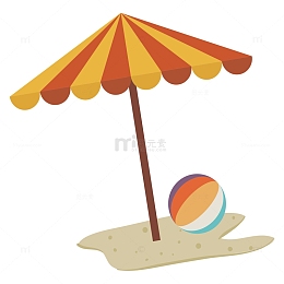 卡通可爱夏天沙滩遮阳伞