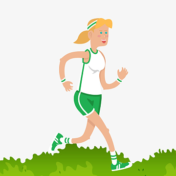 黄头发女士矢量卡通跑步人物