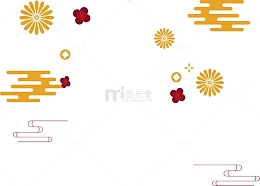 黄色中国风线条云朵