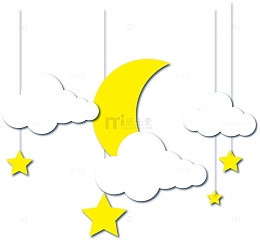 创意星星月亮立体剪纸插画