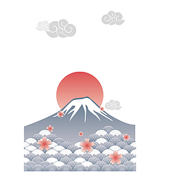 矢量扁平日本富士山