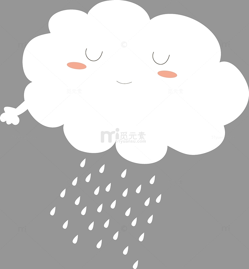 手绘卡通云朵雨滴插画