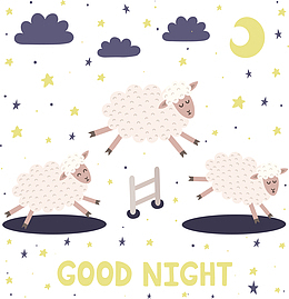 绵羊睡眠可爱手绘世界睡眠日插画