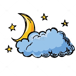 夜晚星星月亮多云天气