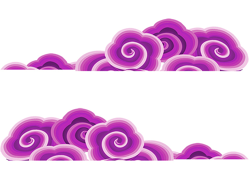 紫色中国风云朵装饰图案