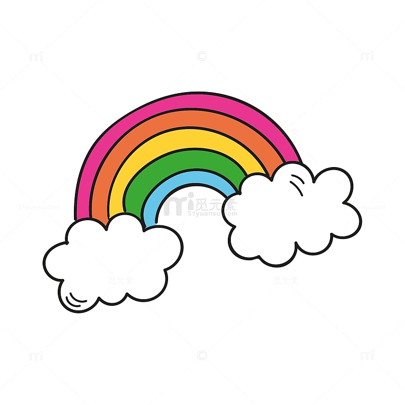 白色云朵和拱形彩虹