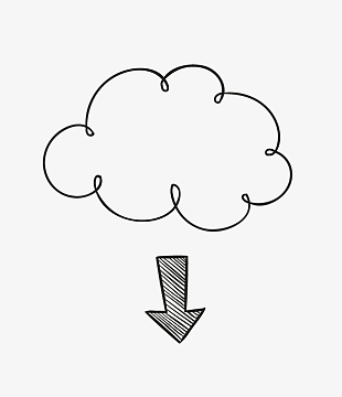 手绘卡通线描云朵箭头