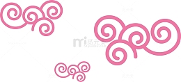 精美粉红色的祥云线描矢量图