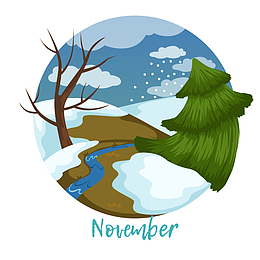 秋天雨天景色一年四季风景变化矢