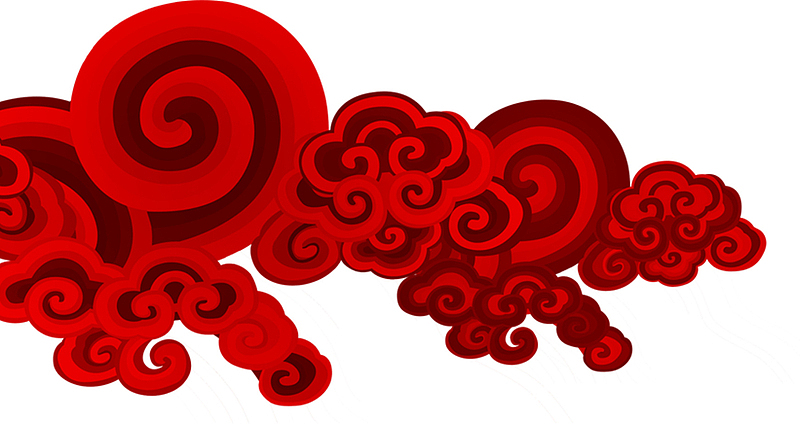 红色中国风大气云朵