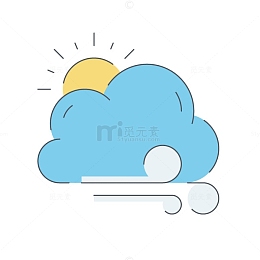 手绘云朵太阳天气预报