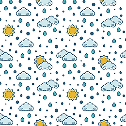 创意云朵太阳雨滴无缝背景矢量图