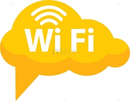 黄色wifi云朵标签