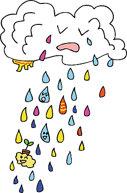 皱着眉毛下雨的云朵