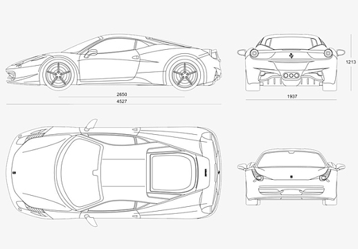 手绘的汽车的三视图宣传