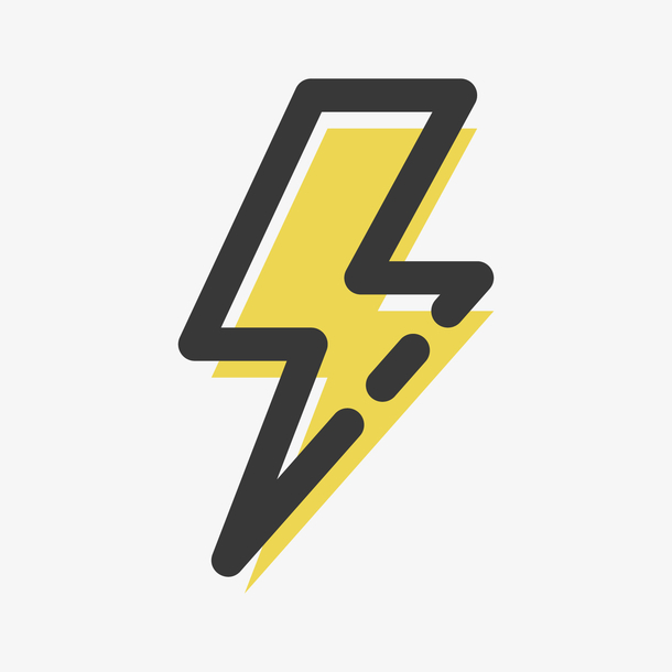 黄色手绘闪电元素
