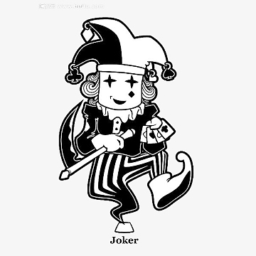 卡通黑色简约小丑小王扑克王插画