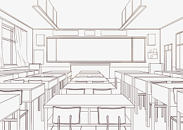 卡通手绘线稿教室