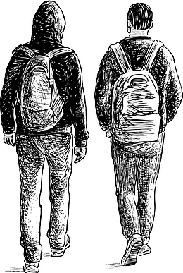 朋友背影素描画