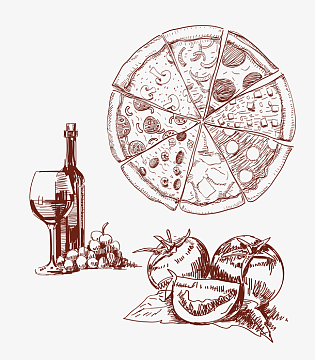 手绘建筑物和美食(2385x2728)aipng圣诞老人和礼物包裹简笔画(1000x